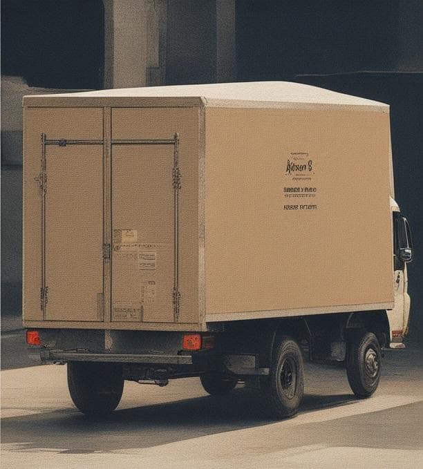 Crated textile being handled in a gallery space